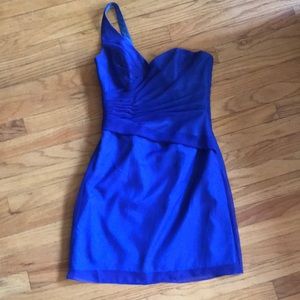 Royal blue one strap bridal party or prom dress.